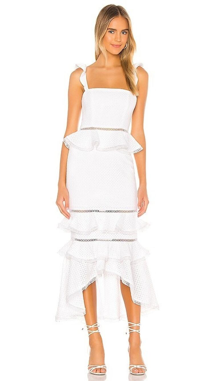 NBD White Haze Cotton Midi Dress Small